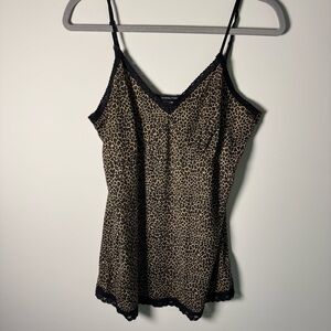 Y2K Leopard Print Cami Top with Lace Trim Made in USA